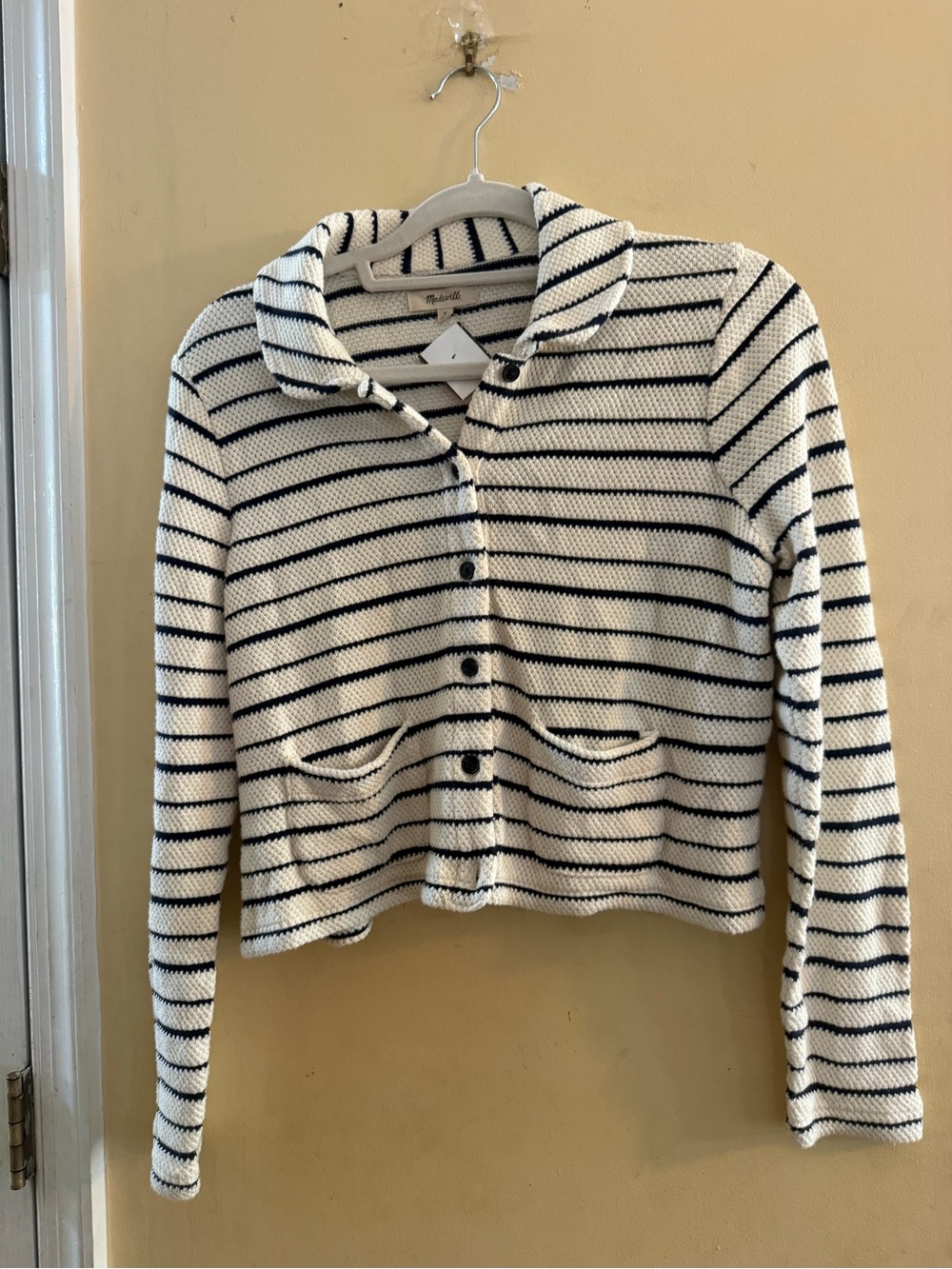 Madewell Striped Button-Front Collared Cardigan, small